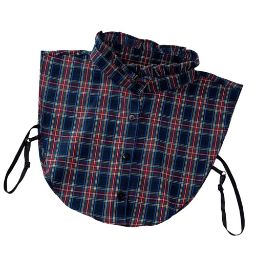 Checkered Pattern Detachable Collar Soft Polyester Fabric-B