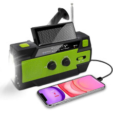 Solar Radio, Portable Crank Radio Dynamo Radio with AM/FM, Built-in 4000mAh Rechargeable Battery, 4