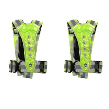 2x Reflective Vest,adjustable,high Visibility Vest,safety Vest with 8 Led Lamps, High Visibility-YUHAO