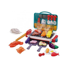 (Pink) (Green) Pink magnetic tiles Children's Barbecue Rack Toy Kitchen Cooking Realistic Spray Light Sound Color Changing Game Food Set