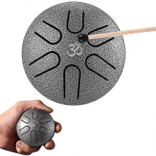 (silver) Mini Steel Tongue Drum 6 Note 3 Inch For Music Education, Yoga, And Concerts
