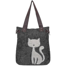 (black) Women's Shoulder Bag Canvas Tote Bag Handbag Cute Cats Bag (red)