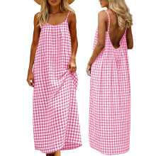 Dresses for Women Backless Cami Dress Casual Vacation-Pink L