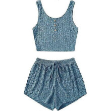 Conjunto de pijama de punto acanalado con botones