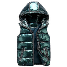 (S, Green) Sliktaa Unisex Shiny Waterproof Sleeveless Jacket Lightweight Puffer Vest