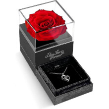 I Love You Necklace with Red Rose - Romantic Gifts for Her Wife Girlfriend On Anniversary Valentine'