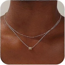 14K Gold Plated Letter A-Z Pendant Necklace Tiny Initial Necklace Personalized Monogram Layered Gold Initial Necklaces for Women Girls Jewelry