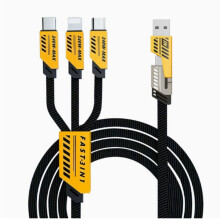 Cabo de dados e carregamento rápido 3 em 1 de 120 W, para telemóveis e tablets, resistente e entrançado
