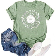 Women's Summer Sunflower T Shirt Cute Flower Graphic Loose Tees Crew Neck Short Sleeve Casual Tops