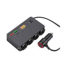 Carregador veicular para isqueiro 1 para 4, 12 V e 24 V, universal para carro e camião, com visor de voltagem