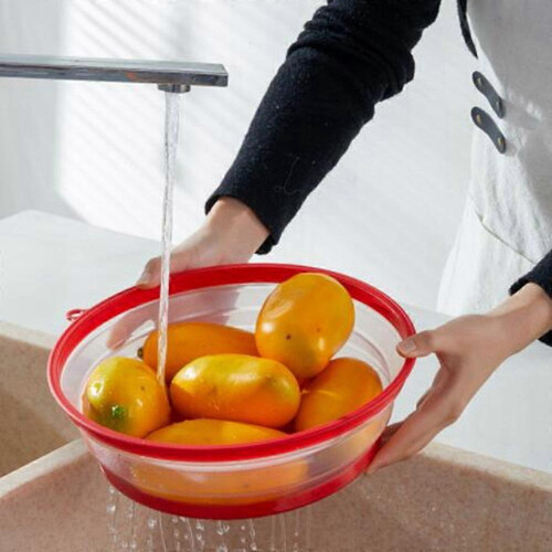 Coperchio antischizzi pieghevole per microonde, copertura per alimenti con coperchio (rosso) 1