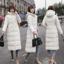 (XXXXL, beige) Women Long Slim Warm Hooded Winter Down Jacket Coat Outwear Wadded Parkas Cotton Padded