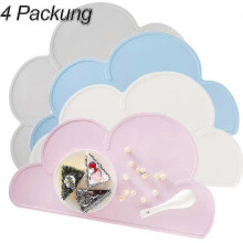 Children's Placemats 4pcs Placemat Cloud Shape Washable Non-slip Silicone Portable Decoration