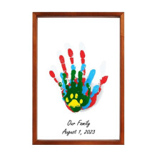 DIY Family Handprint Paint Set with Frame, 6 Non-Toxic Pigments for Baby & Pet Keepsakes, Compatible with All Ages