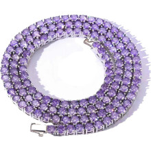 5MM Colorful Baguette Tennis Necklaces for Women Chains 14K Golden Silver Plated 5A+ Cubic Zirconia Tennis Mens Chain Necklaces Woman