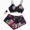 Conjunto de lingerie sensual de duas peças com suspensórios e acabamentos em renda para mulher 1