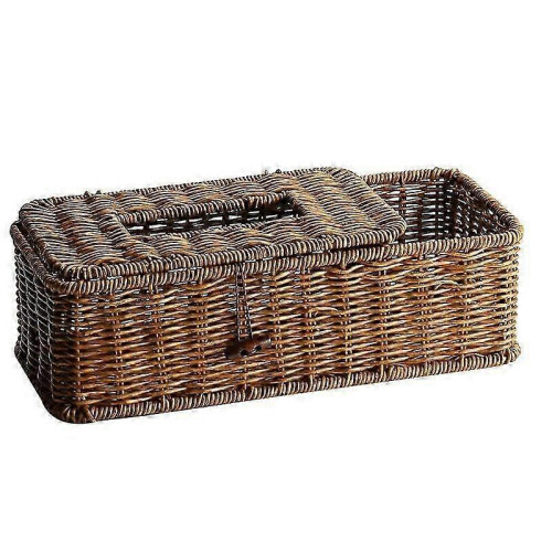 Creative Pumping Box Handmade Imitation Rattan Multi-function Remote Control Tissue Storage Box