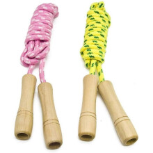 Adjustable Skipping Rope for Kids, Jumping Rope with Wooden Handle And Cotton Rope, Great for Fitness Training/game/fat Burning Exercise - 260cm (yell