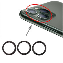 (Grey) 3 PCS Rear Camera Glass Lens Metal Protector Hoop Ring for iPhone 11 Pro & 11 Pro Max