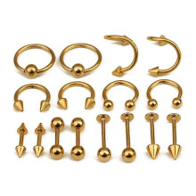 16Pcs/Set Nose Ear Lip Belly Nipple Eyebrow Tongue Rings