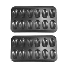 2 Packs Non-stick Madeleine Pot, Baking Mold 12 with Cake Baking Tray Chocolate Non-stick Baking Tray, Used for Oven Baking Black