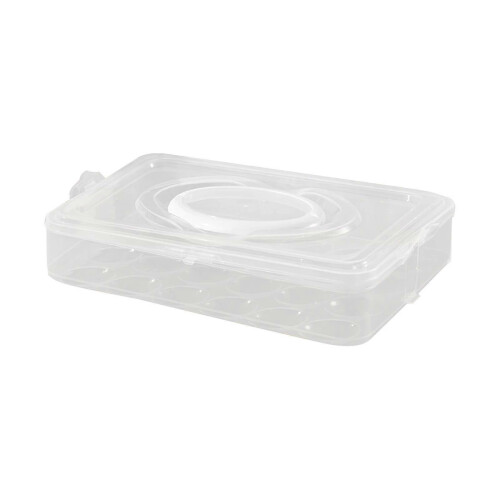 1-Layer Plastic Deviled Egg Carrier Tray with Lid, Fridge Stackable & Portable, Clear Storage Platter for Party, Picnic, Travel