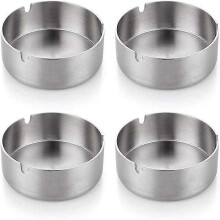 pieces of 12cm stainless steel ashtrays. Round, non-brittle stainless steel.