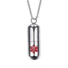 Stainless Steel Necklace Pill Storage Pendant Creative Necklace Neck Pendant Silver