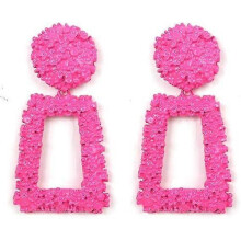 Pink Earrings,Characteristic Geometric Square Alloy Earrings, Handmade Boho Square Drop Earrings, Retro Fashion Drop Earrings Are  . (Pink)