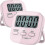 2 Pieces Pink Digital Kitchen Timer, Kitchen Timer, Large Digits, Countdown Stopwatch Timer, Kitchen Clock / Kitchen Alarm, Back Stand 1