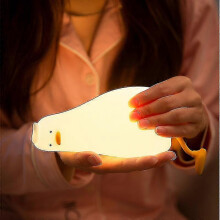 Lying Flat Duck Night Lamp, 3-level Dimmable Baby Night Lamp, Lovely Luminous Duck Soft Silicone Lamp, Headboard Rechargeable Touch Lamp, Suitable For