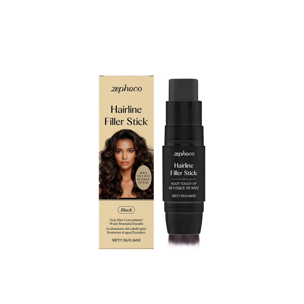 Black Hairline Stick, Natural Coverage, No Makeup Removal, Portable Hairline Color Filling Stick With Brush Head