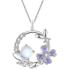 S925 Sterling Silver Purple Butterfly Necklace for Women,Cute and Charm Clavicle Necklace Jewelry Gift for Women