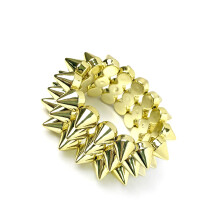 Versatile Occasion Star Rivet Punk Bracelet 3 Layer-Gold-color