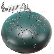 (Green) Rain Drum for Outside Garden,Chakra Drum for Rain Outdoor, Drum Rain Chime Waterproof chakra Drum 6 Inches 8 Notes