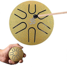 (gold) Mini Steel Tongue Drum 6 Note 3 Inch For Music Education, Yoga, And Concerts