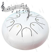 (White) Rain Drum for Outside Garden,Chakra Drum for Rain Outdoor, Drum Rain Chime Waterproof chakra Drum 6 Inches 8 Notes