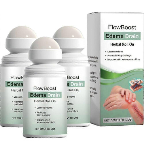 (3) FlowBoost Edema Drain Herbal Roll On-Reduce Swelling,Improve Varicose Veins