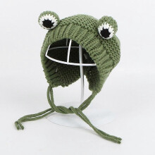 (46-51cm, Green) Cartoon Frog Knitted, Winter Warm Hat Skullies Cap