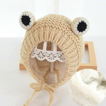 (46-51cm, Add cotton 1) Cartoon Frog Knitted, Winter Warm Hat Skullies Cap