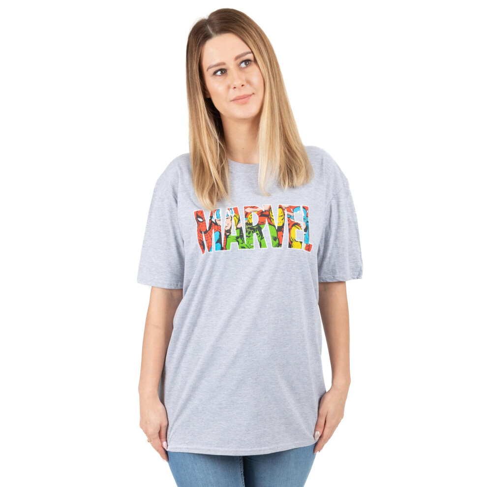 Marvel (Small) Spiderman Short Sleeved T-Shirt (Womens ) Grey