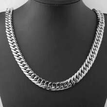 Heavy 13/16mm 316L Stainless Steel Solid Cuban Chain Curb Mens Necklace Bracelet-13mm-22inch or 55cm-Silver