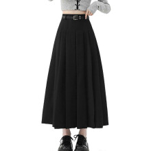 (M, Black) High Waist Pleated Midi Skirt for Women Elegant A Line Designs with Adjustable Belt Fashion Autumn Streetwear coffee XL
