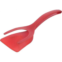 (red) 2 In 1 Egg Shovel Pancake Turner, Silicone Non-slip Frying Spatula Tongs, Kitchen Cooking Tool