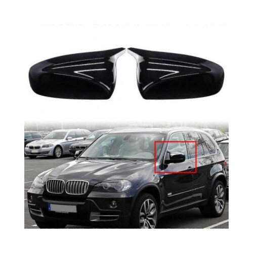 For X5 E70 X6 E71 2007-13 Side Wing Mirror Cover Caps Gloss Black Left+Right 2