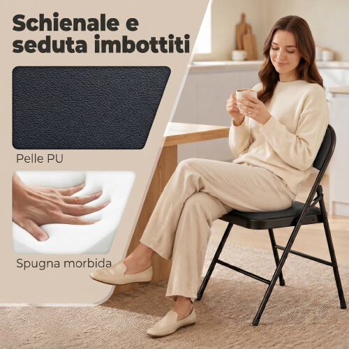 Homcom Sillas Plegable Negro 45 x 46 x 78 cm 2
