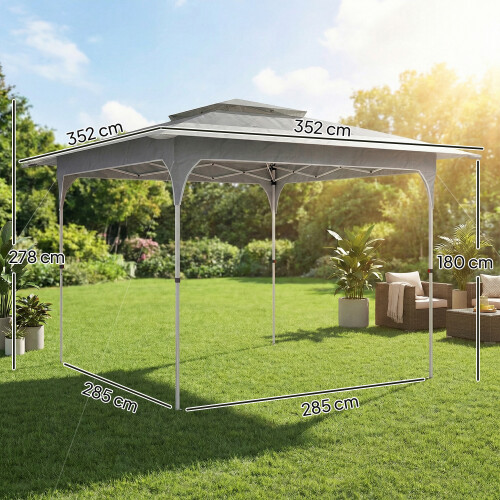 Outsunny Carpa Plegable Gris 352 x 352 x 278 cm 2