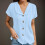 Womens 2025 Summer Linen Shirts Elegant Collared Button-White S 3