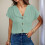 Womens 2025 Summer Linen Shirts Elegant Collared Button-White S 7