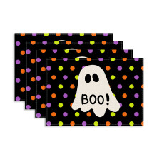 (ZD290, 30x45cm) Halloween Placemat Black Cat Pumpkin Head Ghost Halloween Decoration Table Mat